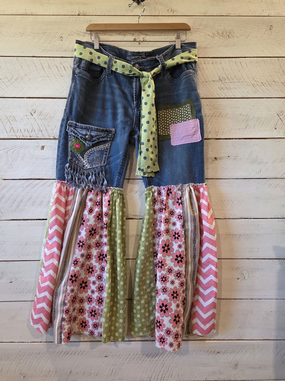 Scrappy Jeans Patchwork Boho Wide-Leg Flare Jeans